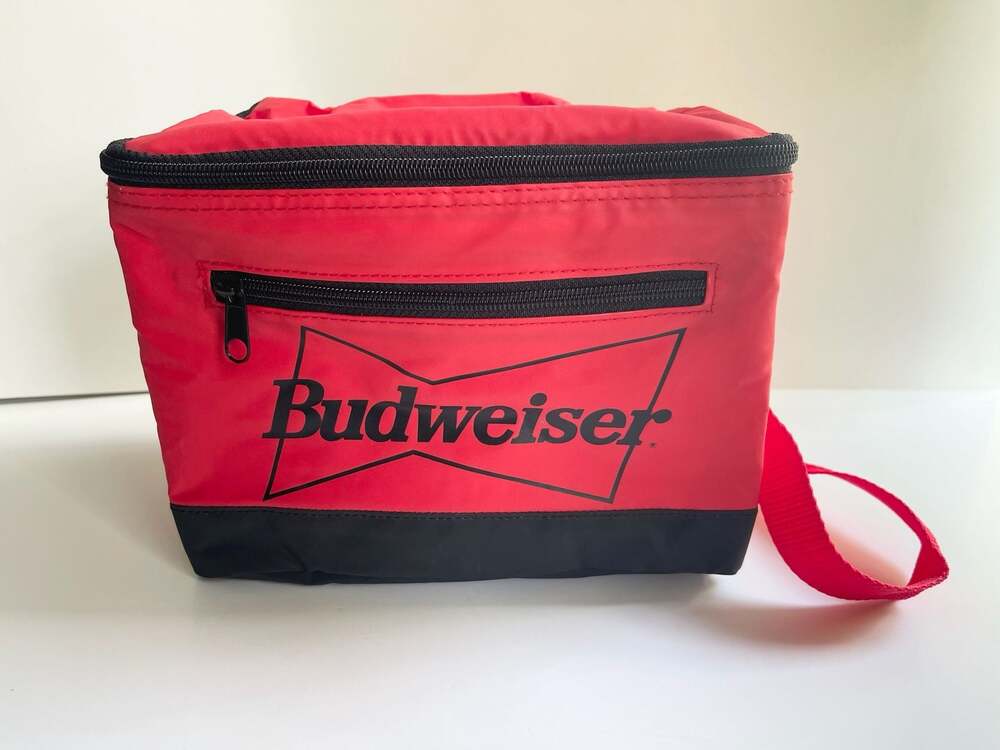 Budweiser Insulated Lunch Bag Cooler Red Black Soft Shell 6-Pack Carrier